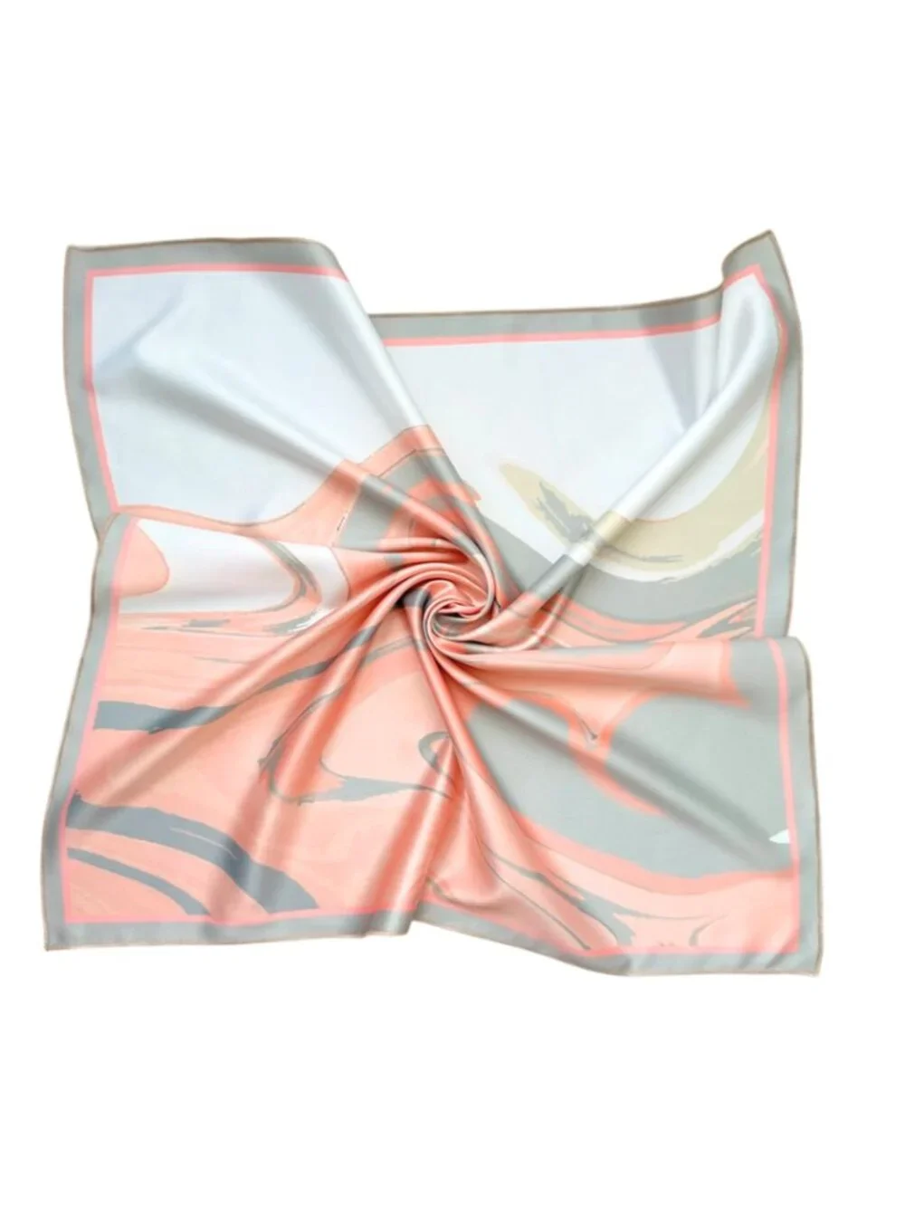 Salmon & Gray Marble Swirl Square Scarf 48x48cm | Custom Design Bandana NWOT
